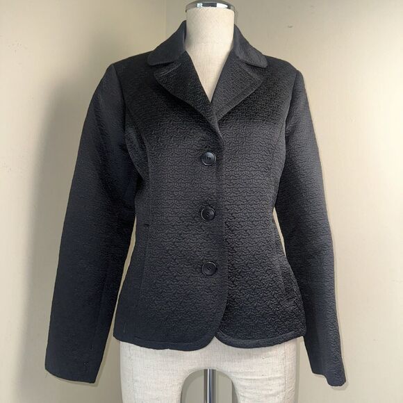 Chicos Textured Black 3-button Blazer Jacket Size Small/4 (0) EUC - Picture 1 of 8